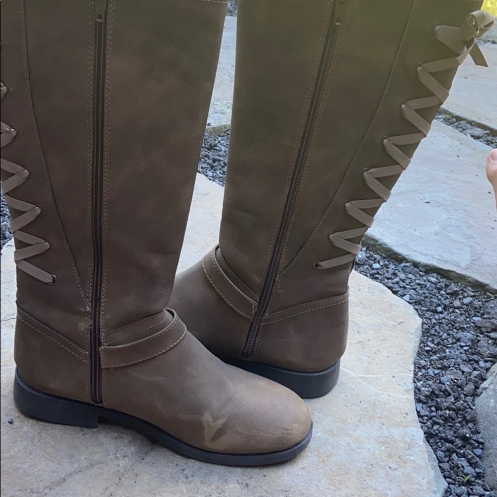 high lace up youth girls boots